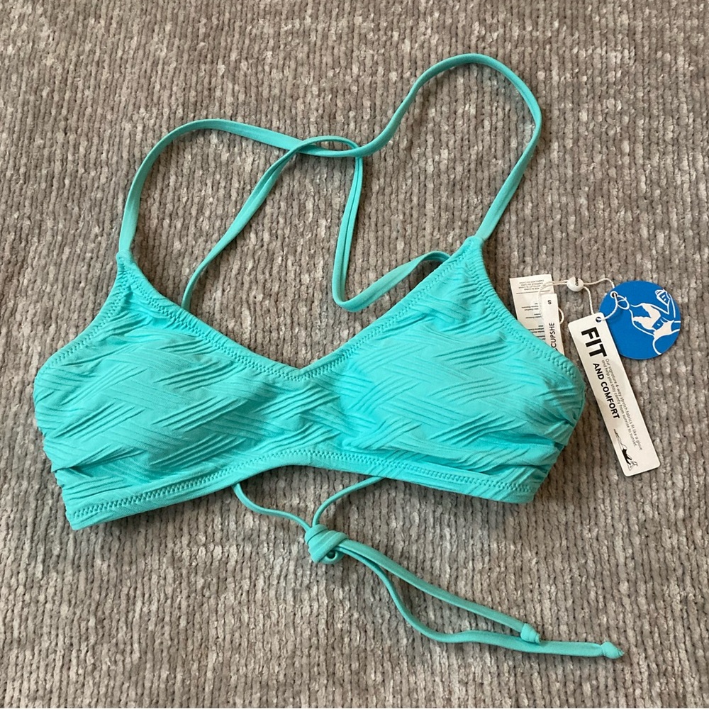 Cupshe Elaine Criss Cross Bikini Top Size‎ Small Teal Blue